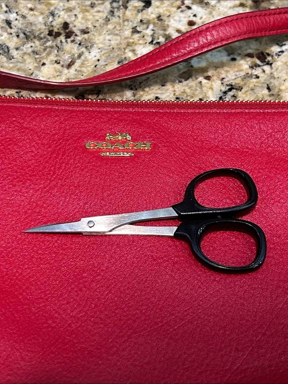 Coach Large Wristlet 25 Refined Pebble Leather- Red